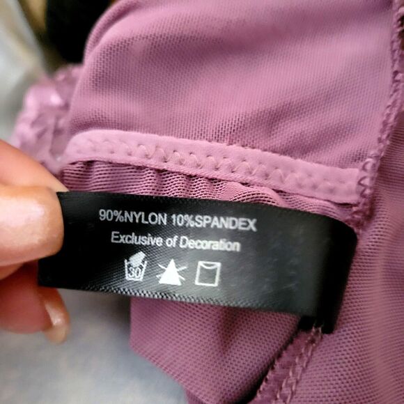 Youmita	Womens Chemise Purple XL Plus Size Sheer Flowy w/ Lace  Purple - Picture 4 of 5